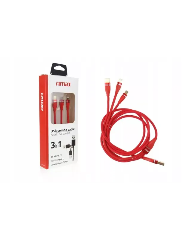 Kabel USB 3w1 do iPhone Micro Type-C 3.1A | Top produkt