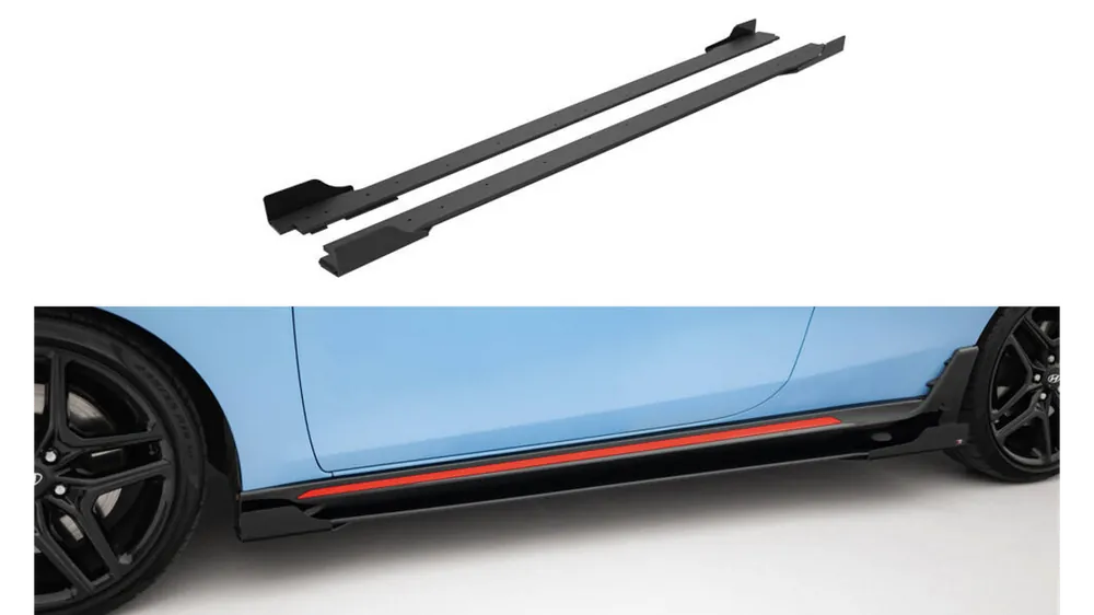 Bardzo popularny produkt - Dokładka Hyundai Veloster N Mk2 Progi Street Pro Black-Red + Gloss Flaps